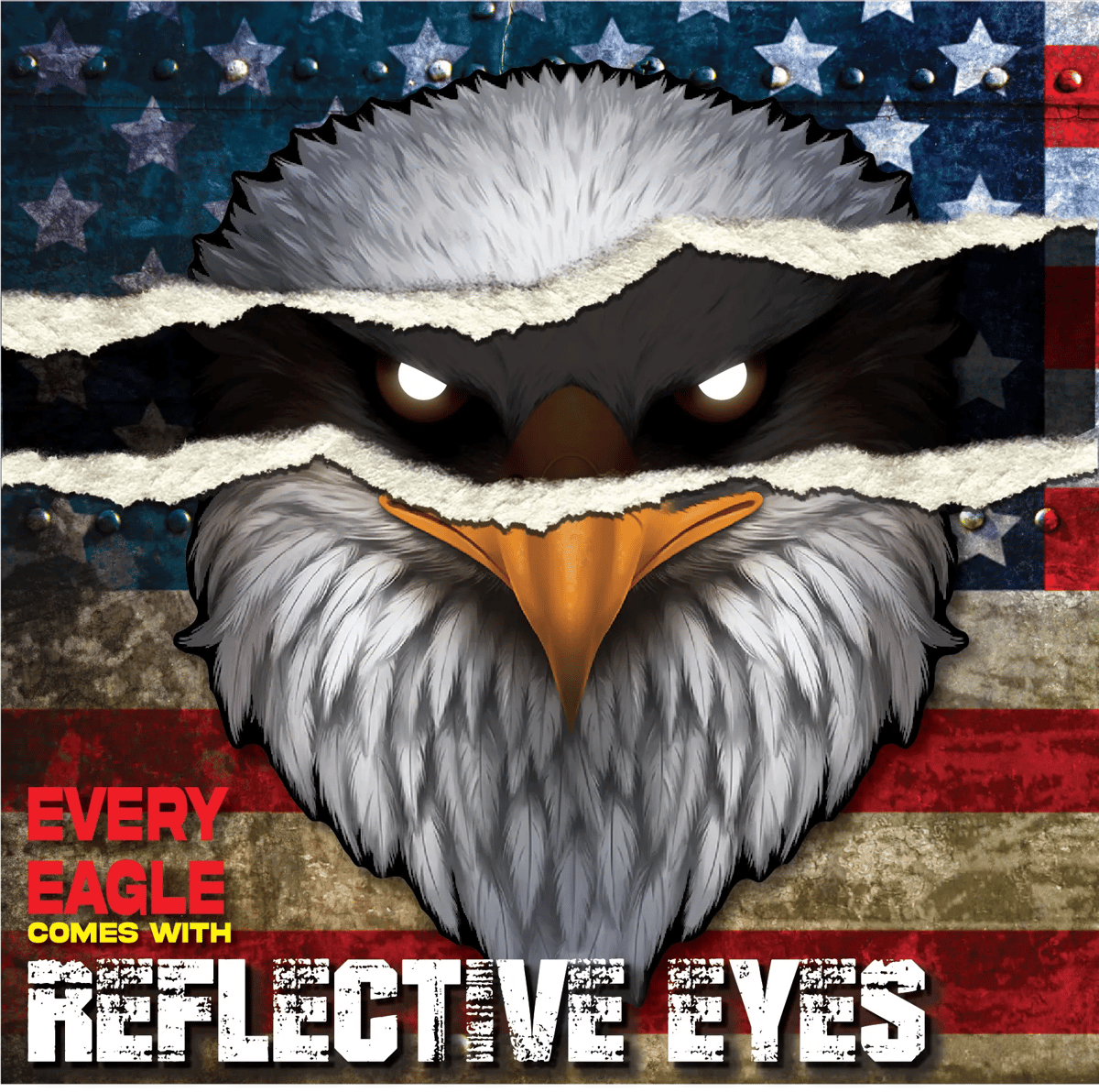 🔥Last Day 49% OFF - 🦅Reflective Eagle Eyes USA Flag Decal – Waterproof Patriotic Vinyl Sticker for Trucks, Cars & Gear