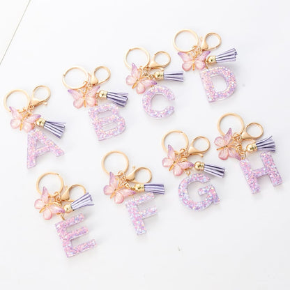 🔥Butterfly Letter Keychain Tassel Design Vibrant Durable Lightweight Gift