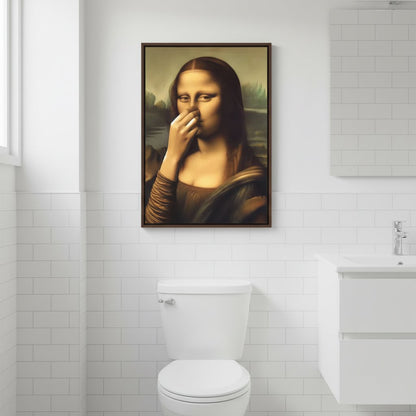 Mona Lisa Holding Her Nose – Canvas Print for the Bathroom