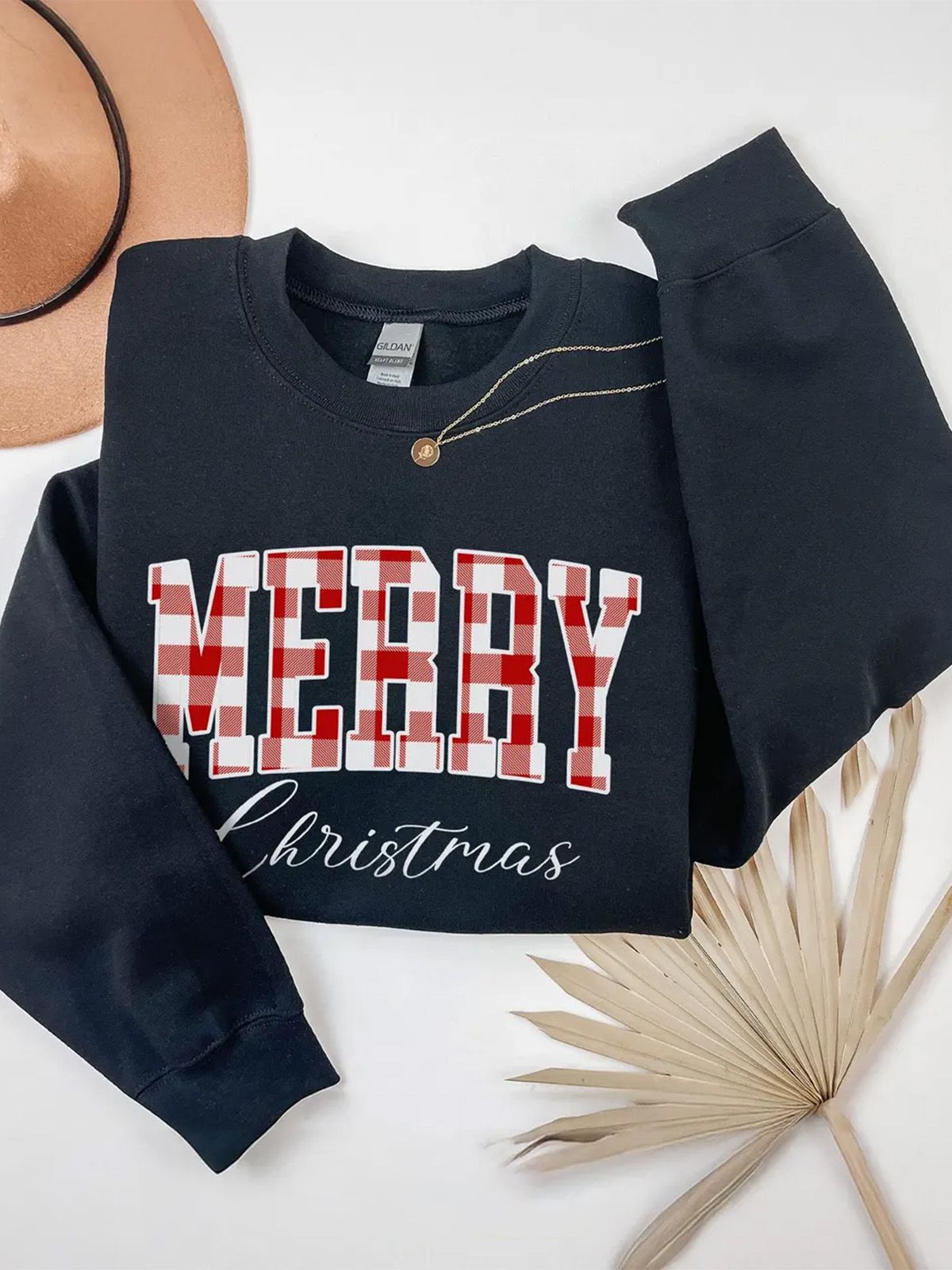 1980s Plaid Letter Christmas Sweatshirt