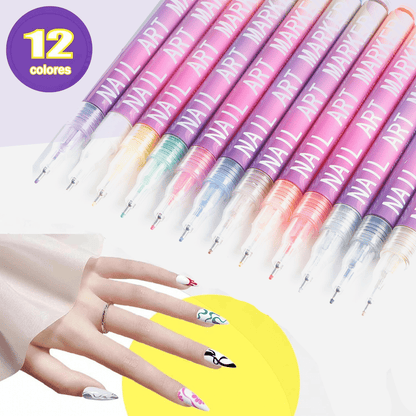 🎨Set of 12 colorful nail art markers🌈