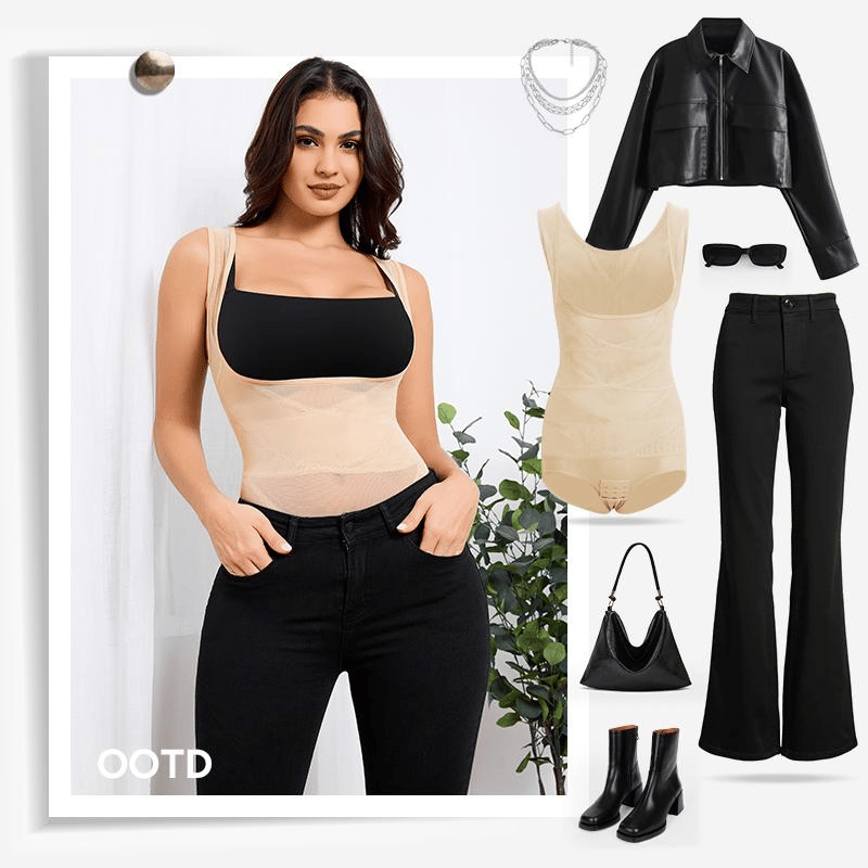 [MAX] Springtok Women's Clothing Mesh Breathable Basic fajas para mujer One Piece Bodysuits, Minimalist Comfort Sleeveless Tops Womenswear