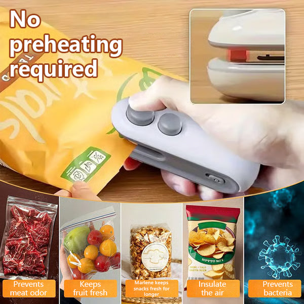 🔥Mini bag sealer with cutter and magnet✨ Keep your food fresh and organized with ease!