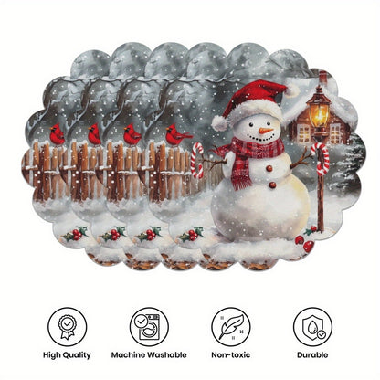 10 pcs. Winter placemats in the shape of poinsettias and pine cones, table mats made of non-slip fabric