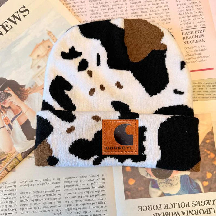 Classic Cow Print Beanie Perfect Blend of Comfort Warmth and Trendiness for Every Occasion