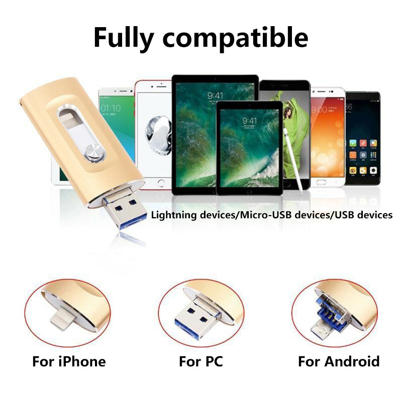 ⚡3-in-1 Flash Drive, Portable High-Speed USB 3.0 Storage