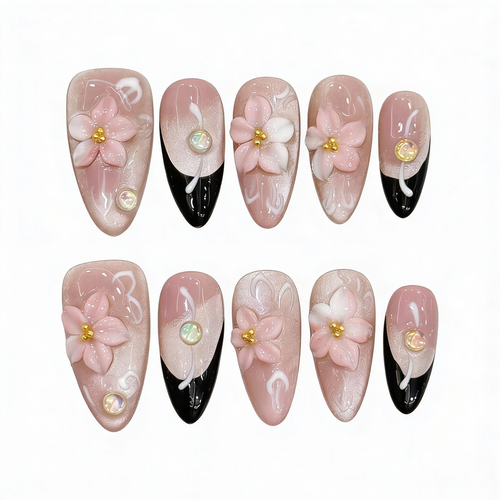 🌸Peach Blossom Pink Handmade Cat-Eye Press-On Nails (Salon-level elegance in just 10 minutes)
