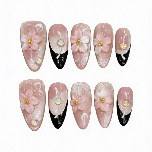 🌸Peach Blossom Pink Handmade Cat-Eye Press-On Nails (Salon-level elegance in just 10 minutes)