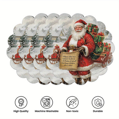 10 pcs. Winter placemats in the shape of poinsettias and pine cones, table mats made of non-slip fabric