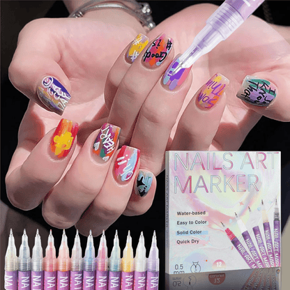 🎨Set of 12 colorful nail art markers🌈