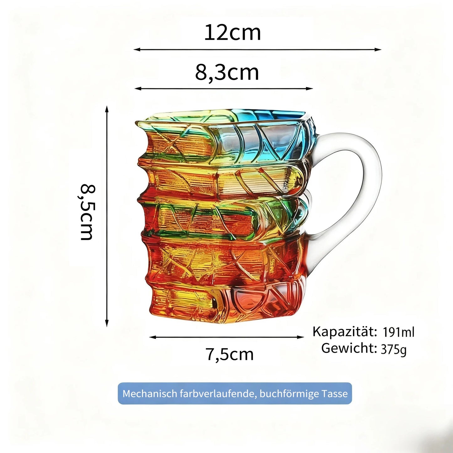 📚🎨Unique 3D Book Glass Mug – Creative & Colorful Book-Themed Gift