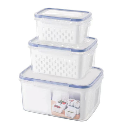 3-Piece Stackable Fridge Storage Containers with Removable Colander