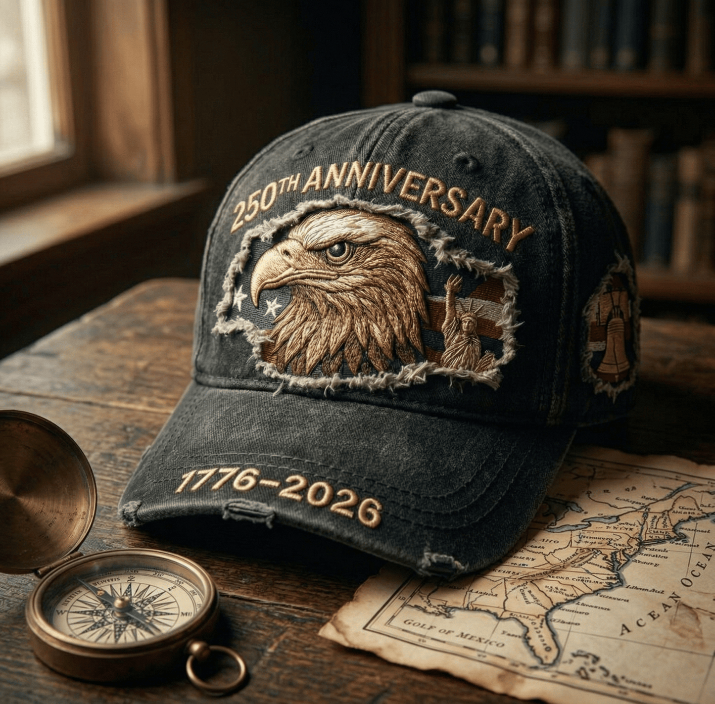 America 250 Cap 🇺🇸 – 💥Heavyweight Washed Canvas Patriotic Hat、Limited Collector's Edition