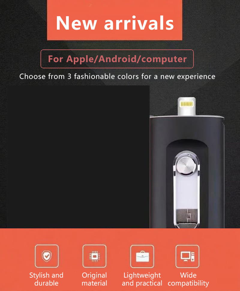 ⚡3-in-1 Flash Drive, Portable High-Speed USB 3.0 Storage