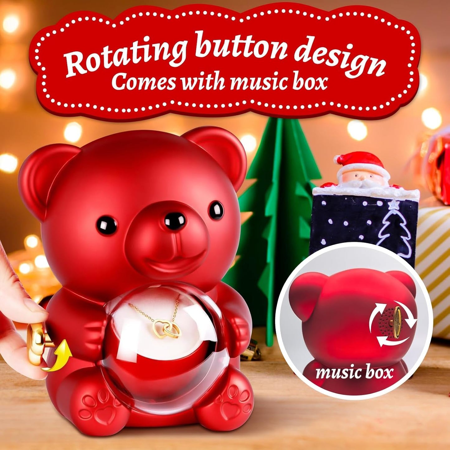 Cute Teddy Bear with Preserved Rose--Necklace📿+Eternal Rose🌹+Teddy Bear🧸