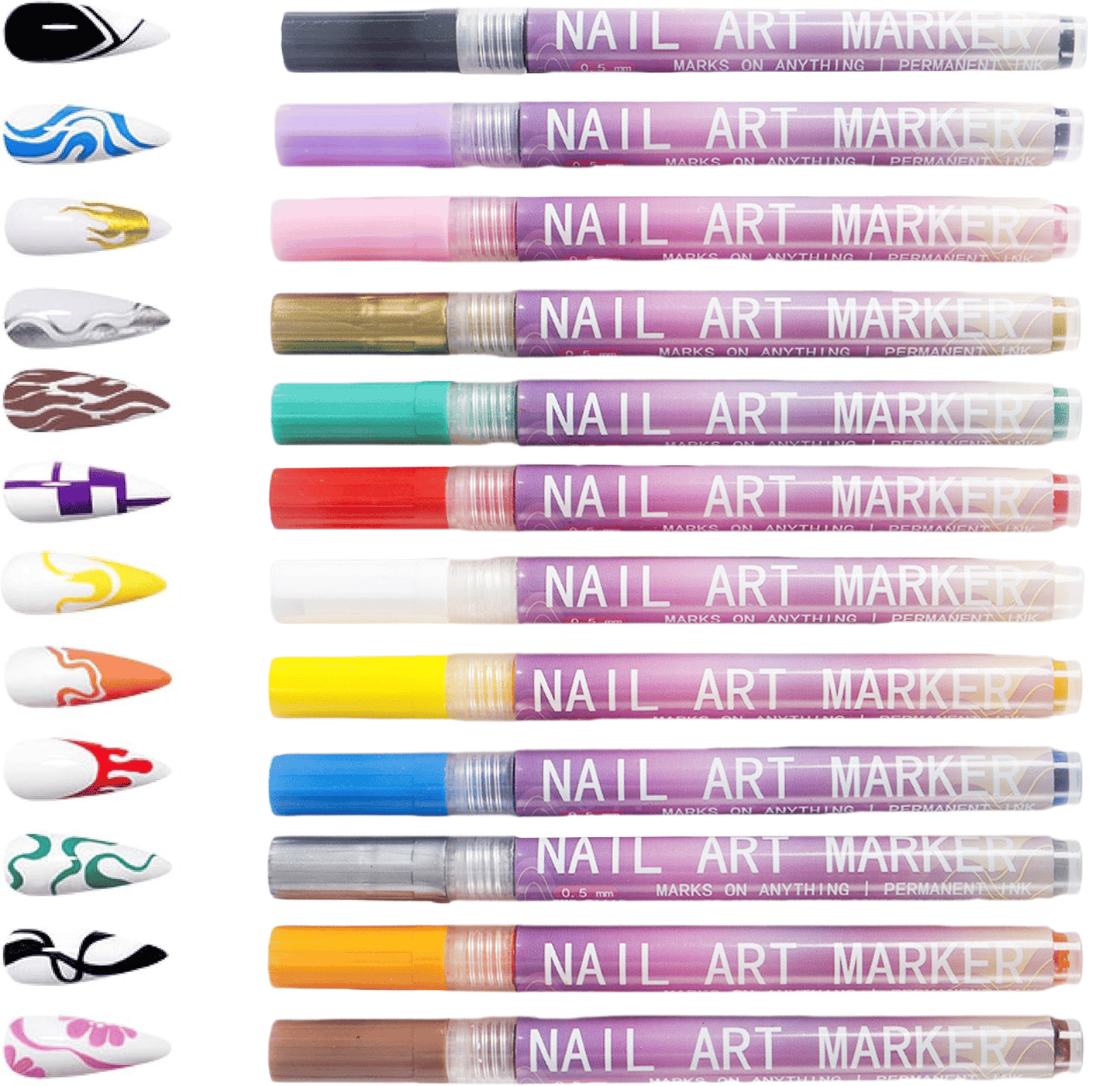 🎨Set of 12 colorful nail art markers🌈