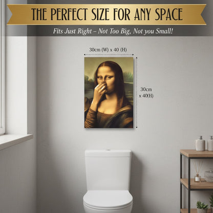 Mona Lisa Holding Her Nose – Canvas Print for the Bathroom
