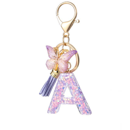 🔥Butterfly Letter Keychain Tassel Design Vibrant Durable Lightweight Gift