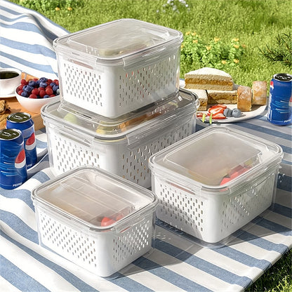3-Piece Stackable Fridge Storage Containers with Removable Colander