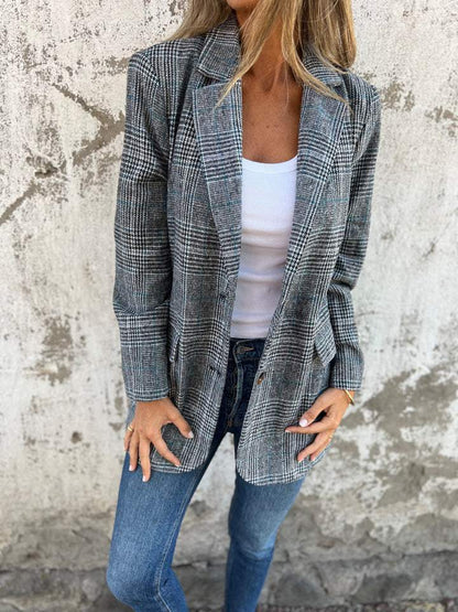 Casual checkered jacket with lapels