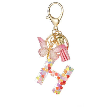 🔥Butterfly Letter Keychain Tassel Design Vibrant Durable Lightweight Gift