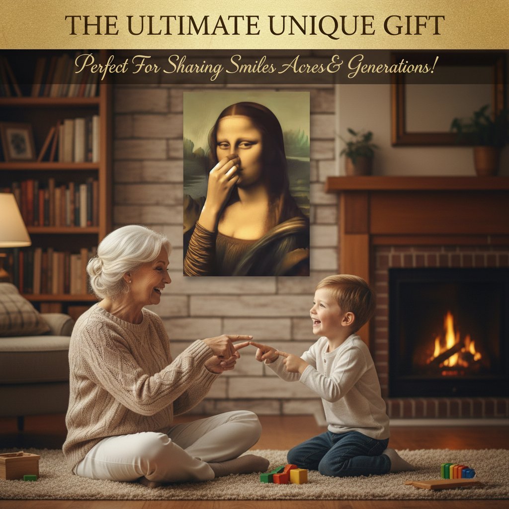 Mona Lisa Holding Her Nose – Canvas Print for the Bathroom