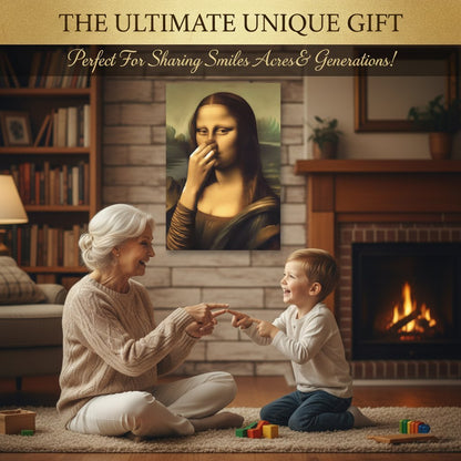 Mona Lisa Holding Her Nose – Canvas Print for the Bathroom
