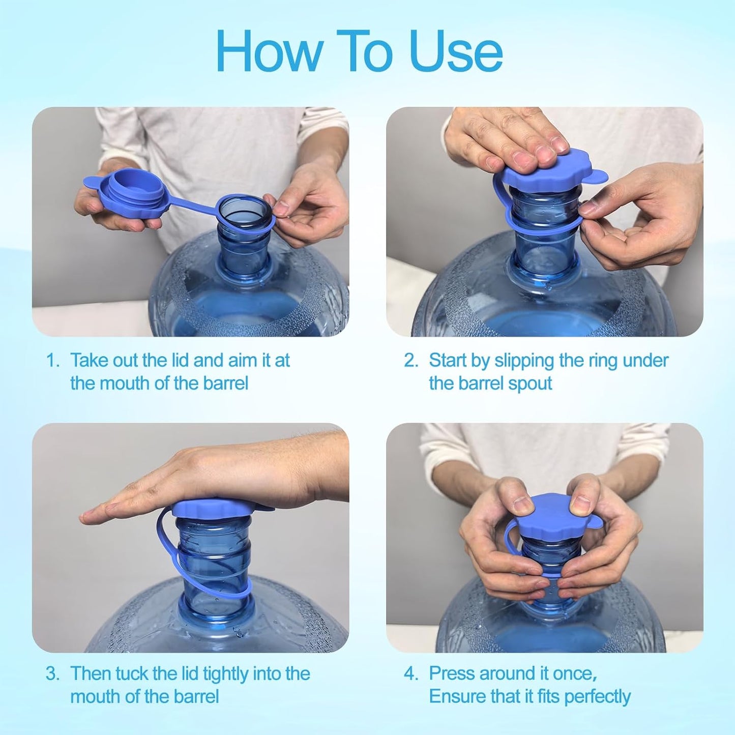 🔥Hot Sale 48% OFF🔥5 PCS 3 & 5 Gallon Water Jug Cap, Upgrade Reusable Replacement Caps, Non Spill Lids for 55mm Water Bottle