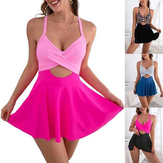 🔥Last Day 50% OFF🩱Women's Cutout One Piece Skirt Swimsuit