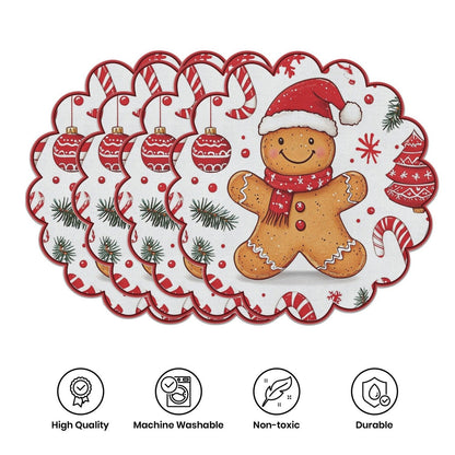 10 pcs. Winter placemats in the shape of poinsettias and pine cones, table mats made of non-slip fabric