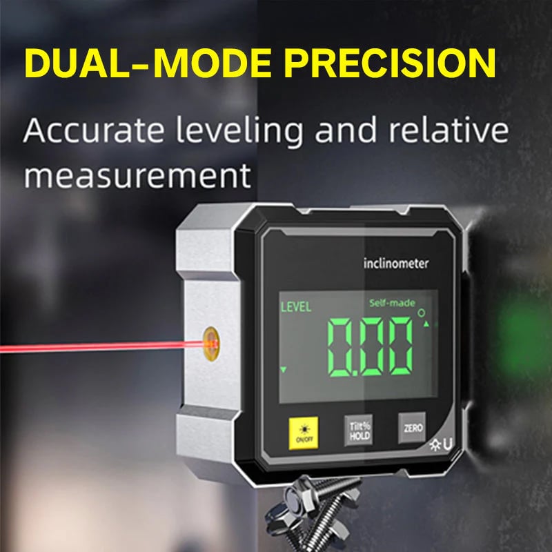 4-Side Magnetic Digital Angle Gauge with Laser