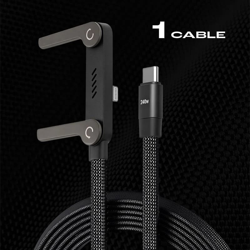 🔥 Last Chance: 49% Off Year-End Sale🔥 2-in-1 Invisible Holder Charger Cable – 240W Fast Charging Cord with Built-In Phone Stand