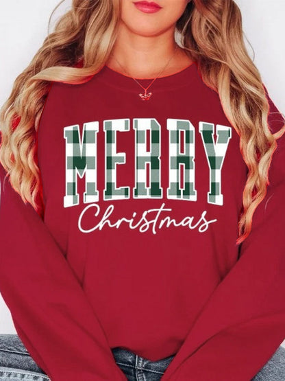 1980s Plaid Letter Christmas Sweatshirt