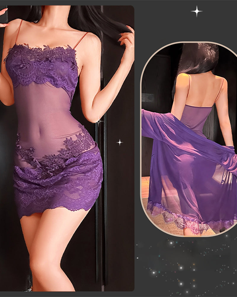 Women's lace mesh pajama set