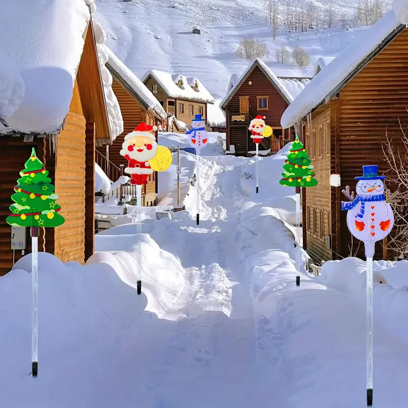 6PCS Solar Christmas Pathway Lights Christmas LED Stake Lights with Waterproof