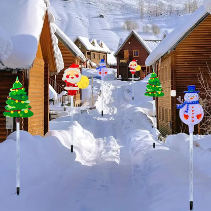 6PCS Solar Christmas Pathway Lights Christmas LED Stake Lights with Waterproof