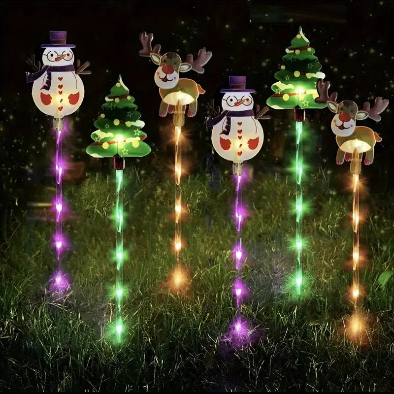 6PCS Solar Christmas Pathway Lights Christmas LED Stake Lights with Waterproof