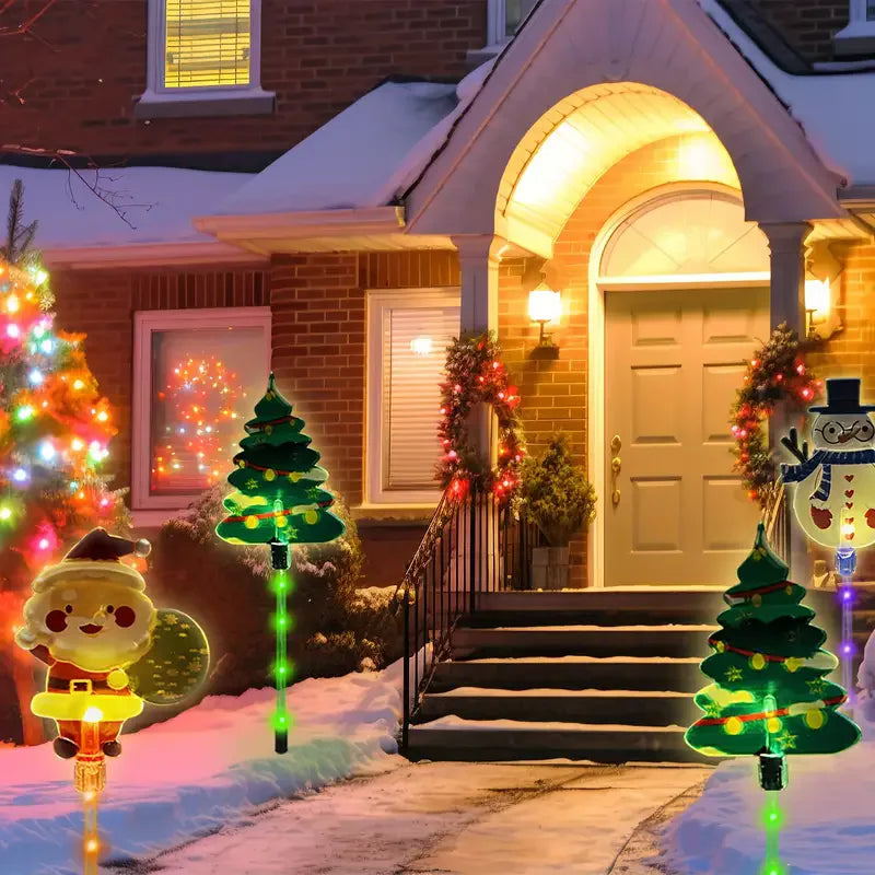 6PCS Solar Christmas Pathway Lights Christmas LED Stake Lights with Waterproof