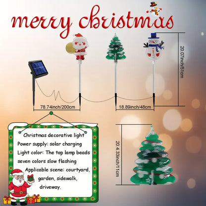6PCS Solar Christmas Pathway Lights Christmas LED Stake Lights with Waterproof