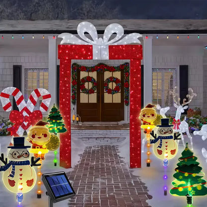 6PCS Solar Christmas Pathway Lights Christmas LED Stake Lights with Waterproof