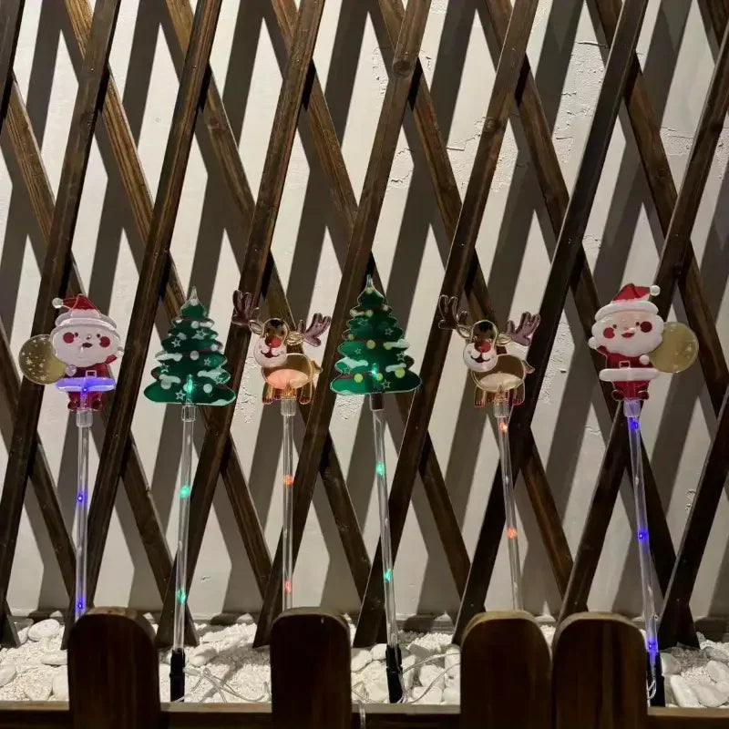 6PCS Solar Christmas Pathway Lights Christmas LED Stake Lights with Waterproof