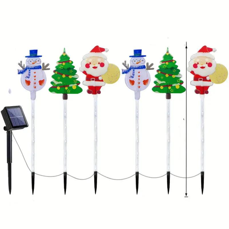 6PCS Solar Christmas Pathway Lights Christmas LED Stake Lights with Waterproof