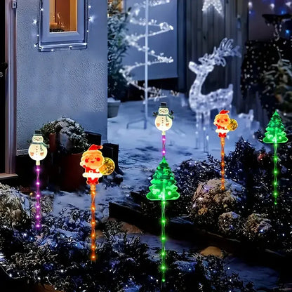 6PCS Solar Christmas Pathway Lights Christmas LED Stake Lights with Waterproof