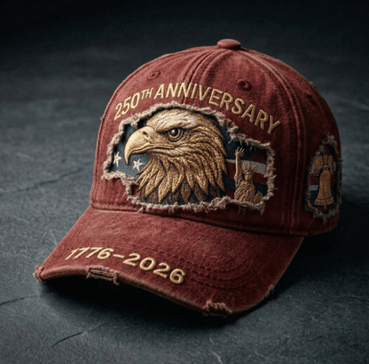 America 250 Cap 🇺🇸 – 💥Heavyweight Washed Canvas Patriotic Hat、Limited Collector's Edition