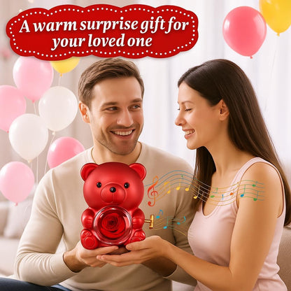 Cute Teddy Bear with Preserved Rose--Necklace📿+Eternal Rose🌹+Teddy Bear🧸