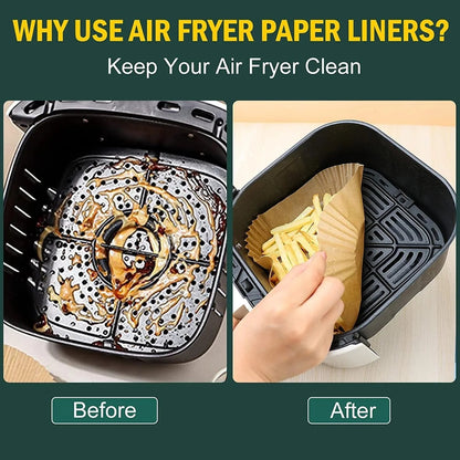 🔥 LAST DAY 49% OFF - ✨100 Pcs Air Fryer Paper Liners, Air Fryer Liners Disposable for Microwave🍟✨