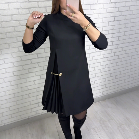 ELLIE – ELEGANT MINI DRESS WITH PLEATED ACCENTS