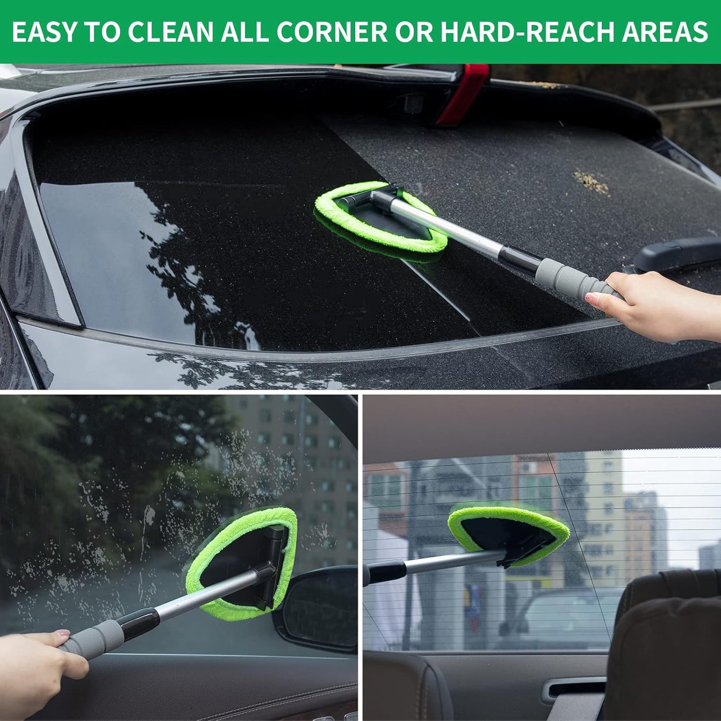 Microfiber Windshield Cleaner with Extendable Handle