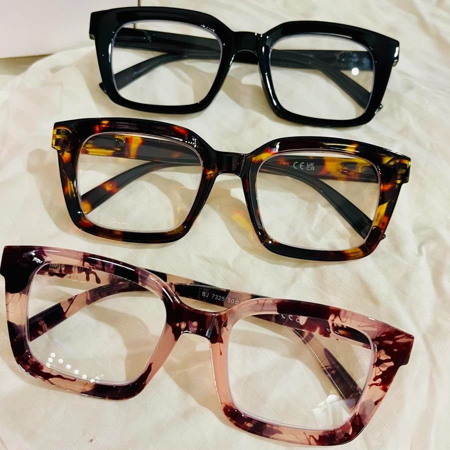 ✨👓3 Pack Tortoiseshell Reading Glasses – Blue Light Blocking Oversized Square Readers