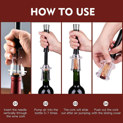🔥Air Pump Cork Remover Wine Bottle Opener Set